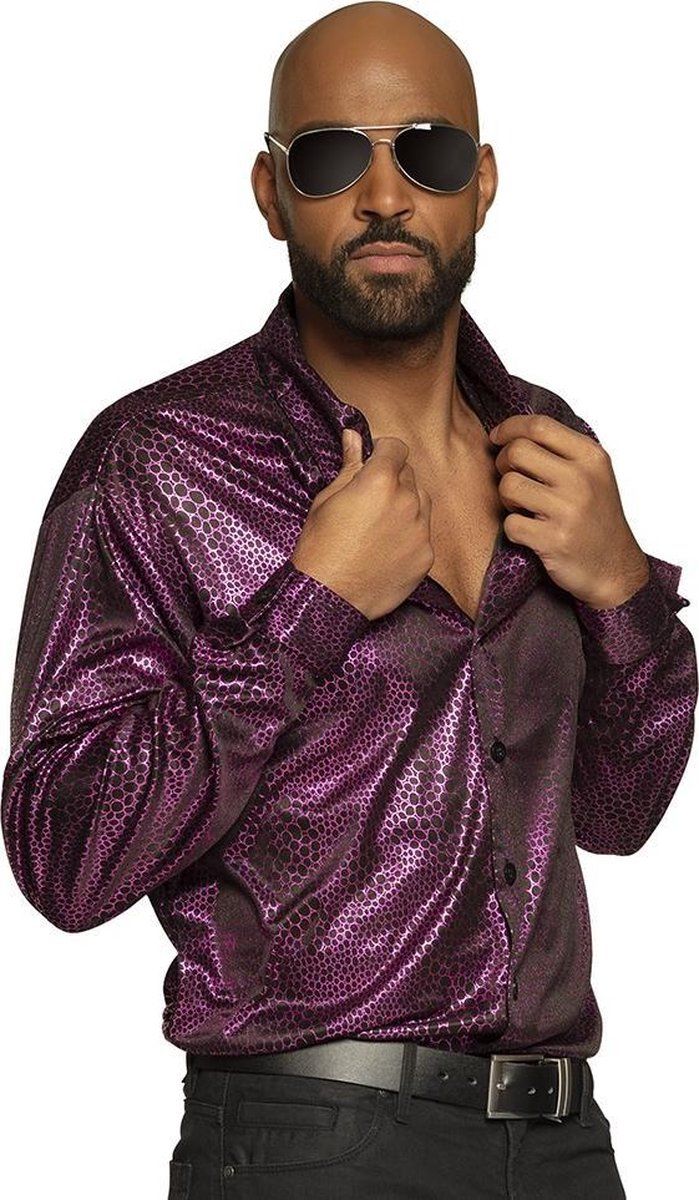 Boland Shirt Funky Disco Heren Paars Maat 50/52