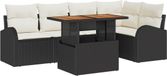 vidaXL Tuinbank Set 6-delig Zwart Polywood