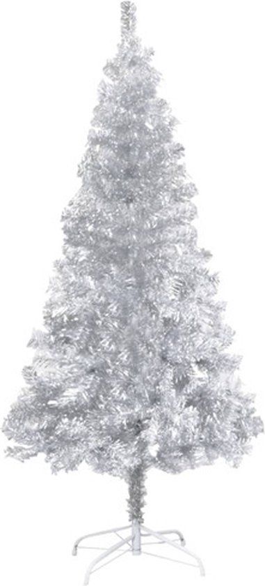 vidaXL Kunstkerstboom met Standaard 120 cm PET Zilverkleurig