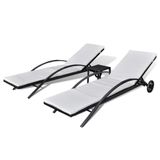 VidaXL Lounge Tuinstoel Gecapitonneerde zitting Polyrattan, Staal Crème, Wit