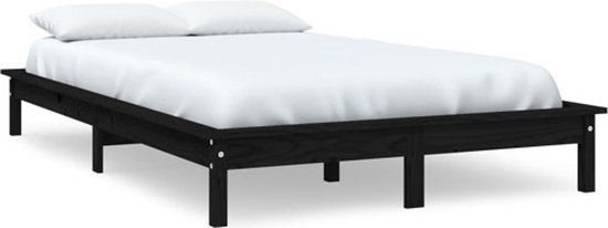 vidaXL Bedframe massief grenenhout zwart 120x200 cm