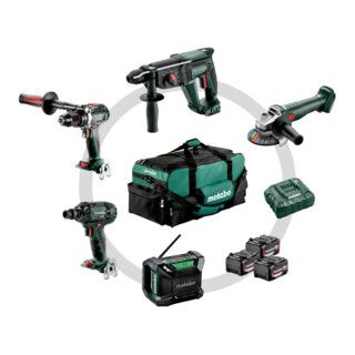 Metabo Accu-Combo-set bouw en renovatie 5.2 (685213000) BS 18 LTX BL + KH 18 LTX 24 + W 18 L 9-125 Quick + SSW 18 LTX 300 BL + R 12-18 DAB BT; Gereedschapstas