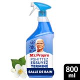 MR PROPRE Nettoyant en aérosol pour salle de bain, Élimine le calcaire et les résidus de savon, Tue 99,9 % des bactéries, Fleurs blanches, 800 ml