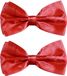 Partychimp Carnaval verkleed vlinderstrikje zijdeglans - 2x - rood - polyester - heren/dames