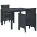 vidaXL Tuin Eettafel Set 3-delig Antraciet Polypropyleen