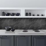 CREARREDA Keuken achterwand Spatbescherming Muursticker Zwarte Steen 190x60cm