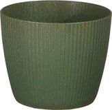 Mica Decorations Plantenpot/bloempot - kunststof - donkergroen/ribbels - D14/H14 cm