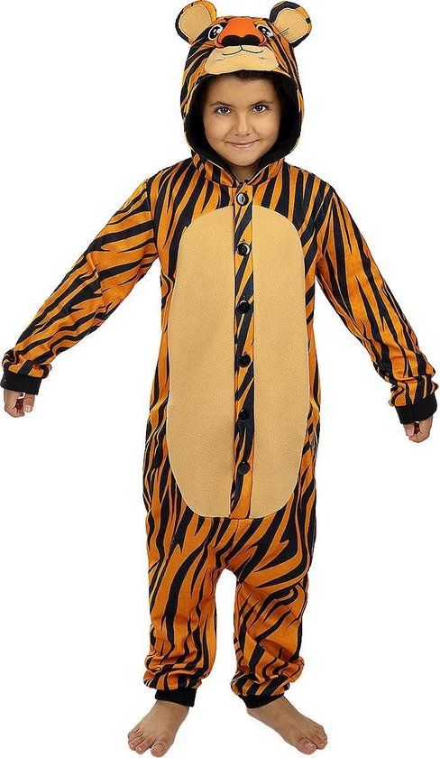 FUNIDELIA Onesie Tijger kostuum - 7-9 jaar (134-146 cm)