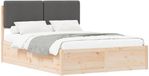 vidaXL Bedframe met Gevoerde Hoofdbord Donkergrijs 150 x 200 cm