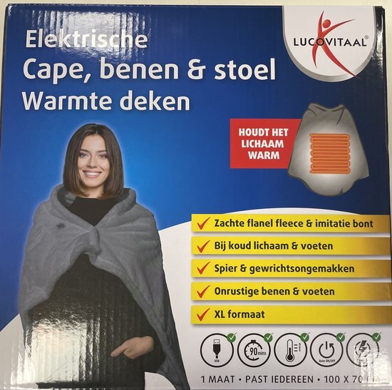 Lucovitaal Elektrische Cape, benen & stoel Wamte Deken