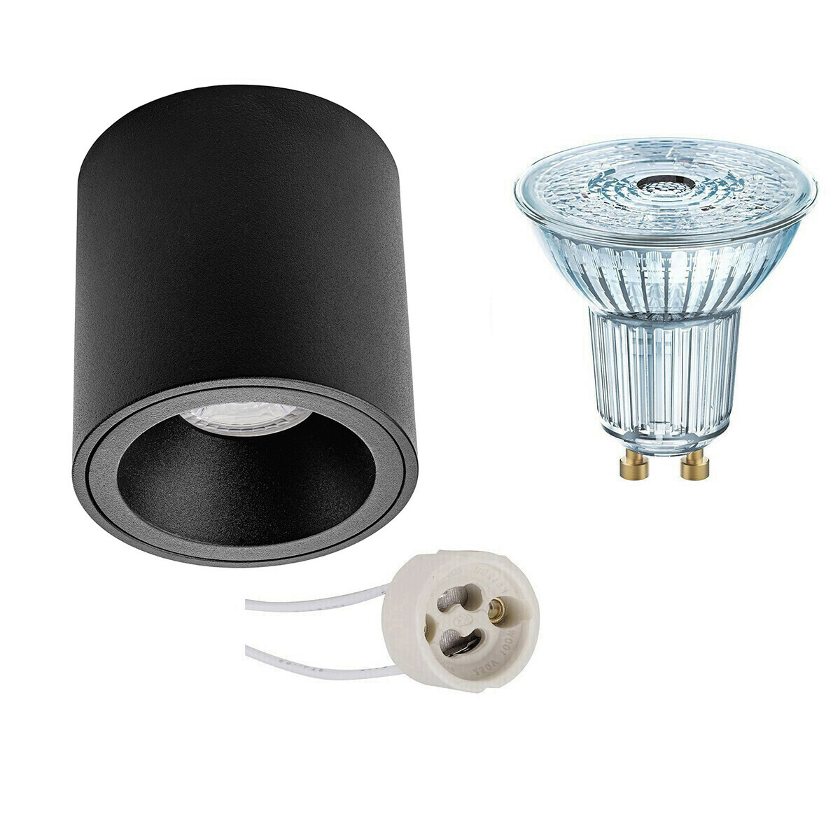 Osram Voordeelset - Opbouwspot Set - Parathom PAR16 930 36D - Pragmi Cliron Pro - GU10 Fitting - Dimbaar - Opbouw Rond - Mat Zwart - 3.7W - Warm Wit 3000K - Verdiept - Ã˜90mm