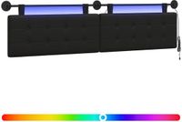 vidaXL - Hangend hoofdbord met LED-verlichting, zwart, kunstleer