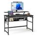 Mondeer Computerbureau, werkstation schrijfbureau met 2 verstelbare opbergplanken en grote monitorstandaard, ruimtebesparend voor thuiskantoor studio, 120 x 60 x 90 cm, zwart