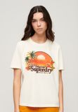 Superdry Travel Souvenir T-shirt Dames Ecru Marl