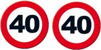 Merkloos / Sans marque 40 jaar Leeftijd feestartikelen - 2x - Decoratie wand/muur stopbord - verjaardag - Dia 49 cm