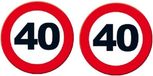 Merkloos / Sans marque 40 jaar Leeftijd feestartikelen - 2x - Decoratie wand/muur stopbord - verjaardag - Dia 49 cm