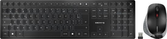 Cherry DW 9500 SLIM Toetsenbord Inclusief Muis RF-draadloos + Bluetooth AZERTY Frans Zwart, Grijs