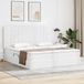 Maison Exclusive - Lit avec rangement et éclairage LED, couleur : blanc pur, dimensions : 180 x 200 cm, revêtement : cuir synthétique