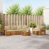 vidaXL - Bank loungeset - 7-delig - Massief acaciahout - Natuurlijk en beige