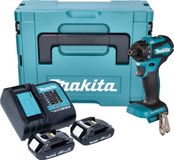 Makita Perceuse sans fil DDF 083 SYJ 18 V 40 Nm 1/4'' sans balais + 2x batterie 1,5 Ah + chargeur + Makpac