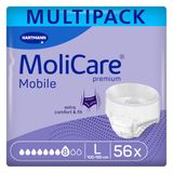 Molicare Mobiele 8 Druppels, Maat L, Absorberend Ondergoed voor Vrouwen en Mannen met Zware Incontinentie, Bescherming tegen Lekken, Huidvriendelijk, Betere Lichaamsaanpassing, 56 Stuk
