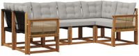 vidaXL Hoek loungeset 6-delig Acacia Hout Naturel en Lichtgrijs