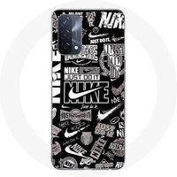 Maniacase Hoesjes voor Oppo A93 5G Nike licht logo Nike Graffiti zwart-wit Maniacase
