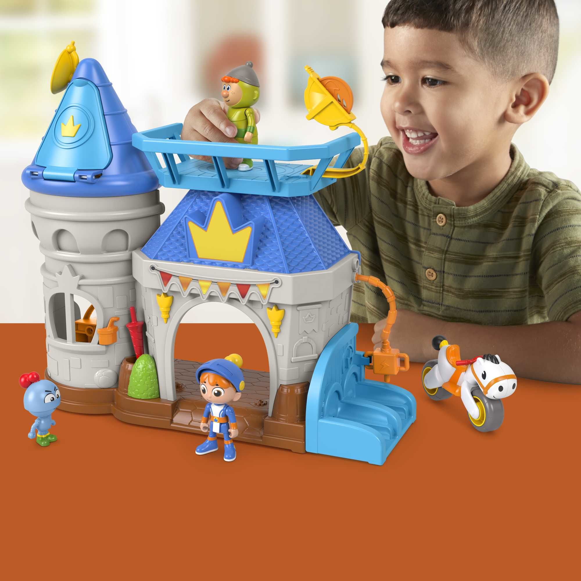 Fisher-Price Gus the Itsy Bitsy Knight Koninklijk Kasteel Speelset - Kasteel Speelgoed met 3 Figuren, Pony en Projectiel - Vanaf 3 Jaar