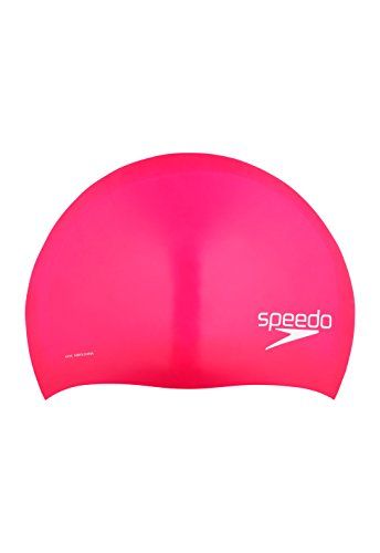 Speedo Unisex Silicone Long Hair Swim Cap - Pink - One Size
