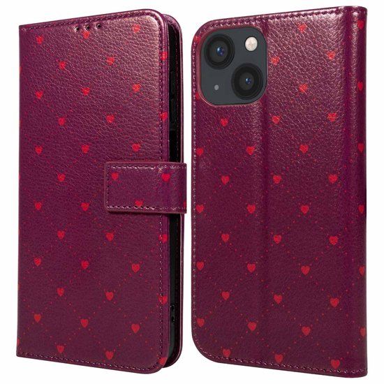imoshion Hoesje - Geschikt voor Apple iPhone 13 - Design Bookcase smartphone - Crush Check Coral Dust