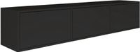 Selsey Framme – zwevend tv-meubel met drie kleppen, zwart, 150 cm