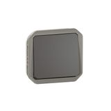 Legrand Schakelaar of wisselschakelaar, 10 A, Plexo, waterdicht IP55, verlichtingsbesturing voor installatie met behuizing of frame, antraciet, 069801LE