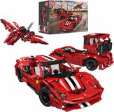 Mould King 10076 – Set de voitures de sport 3-en-1 – 718 pièces – Construisez une voiture, un camion ou un avion