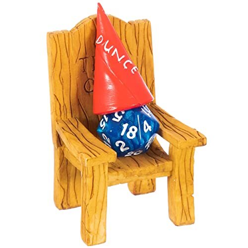 Lynx DnD Dice Jail - Time Out Chair & Dunce Hat - Straf je slechte dobbelstenen in onze stoel van schaamte - accessoires/cadeau voor kerkers en draken. Miniatuur stoel & pet werkt voor alle D&D dobbelstenen D20, D10, D8, D6, D4