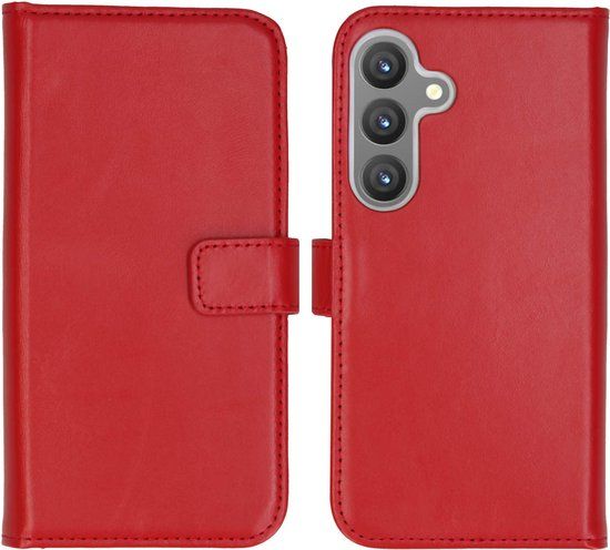 Selencia Echt Lederen Bookcase Hoesje voor Samsung Galaxy S24 - Rood - Met Pasjeshouder