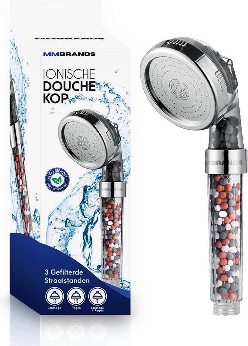 MM Brands Ionische Douchekop – Waterbesparende Douchekop Filter – 3 Filter Standen