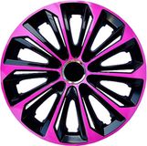 NRM - wieldoppen 15" - zwart met roze - set van 4 stuks