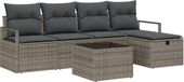 vidaXL Tuinbank Set 6-delig Grijs Polywood