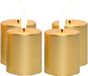 Anna's Collection LED kaarsen/stompkaarsen - 4x st - goud - D4,5 x H8 cm - timer - warm wit