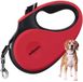 Edipets Hondenriem uittrekbaar, intrekbaar, 5 meter, 360 graden, zonder klitten, nylon band voor rechts- en wandelingen, voor middelgrote en kleine grote honden (<50 kg, rood)