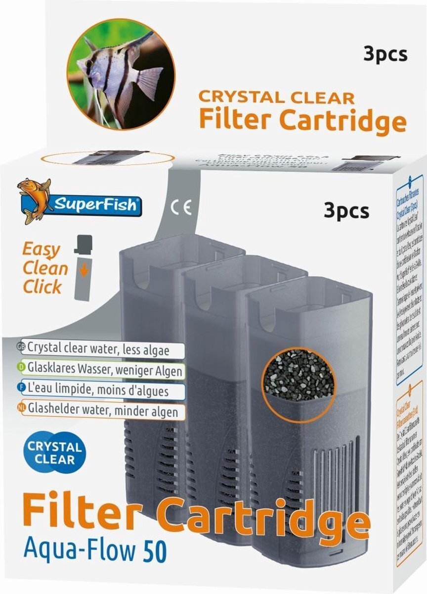 SuperFish Crystal Clear Filter Cartridge 50 - Aquarium - Filter - 3 filtercartridges blauw