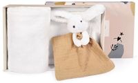 Doudou et Compagnie Knuffeldoekje & Dekentje Konijntje Happy Wild Wit Polyester 100 x 70 cm