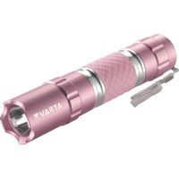 VARTA LED-zaklamp elegant, Lipstick Light, aluminium, gerubberde greep | licht op in het donker, polslus, krachtige LED, incl. 1x AA batterij, Pink, robuuste, duurzame behuizing