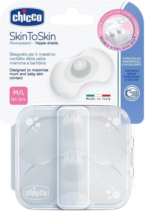 Chicco Tepelbeschermers Skintoskin Siliconen M/L Transparant 2 Stuks