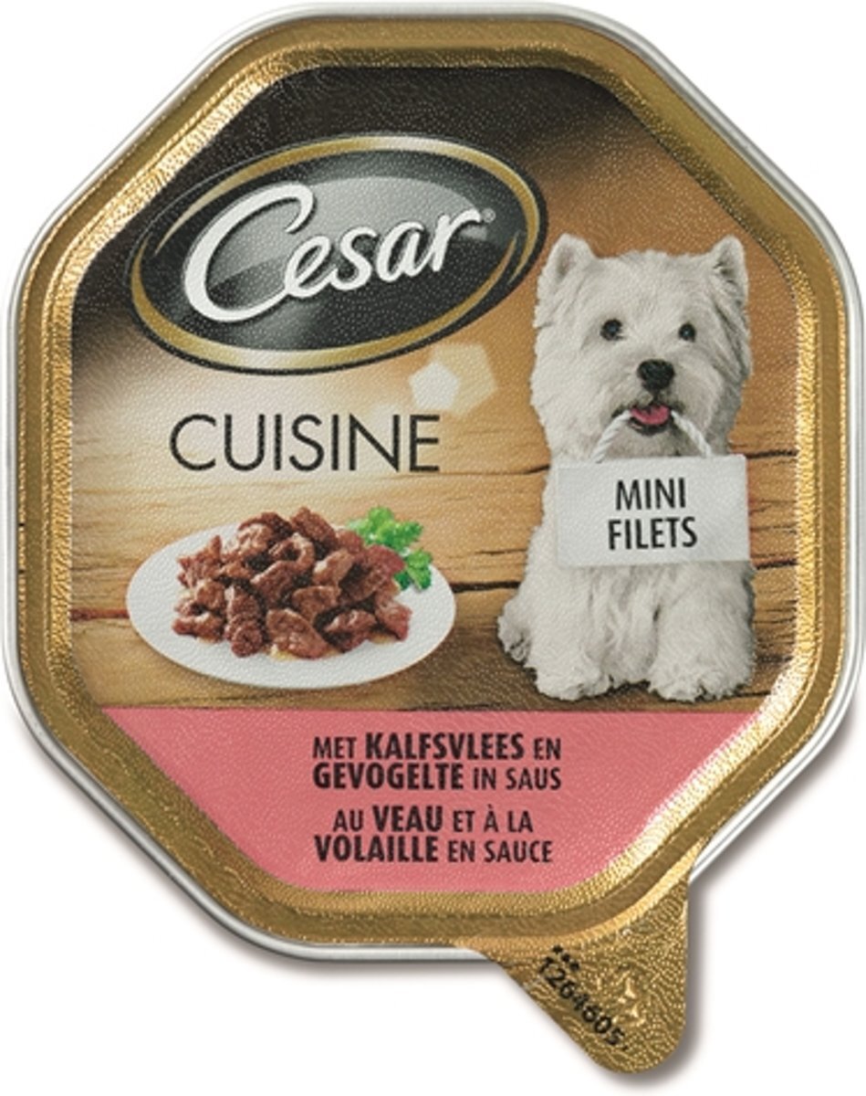 Cesar Cuisine - Mini Filets - Kalf/Gevogelte in Saus - Hondenvoer - 12 x 150 g