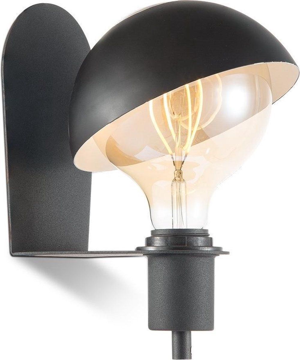 Home Sweet Home wandlamp Dyna - zwart - metaal - E27 - 20/18/18cm