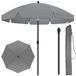 StarTech Buitenparasol Buitenparasol - Tuinparasol van rundleer - Diameter 1,85 meter - Weerbestendig - Kantelbaar en in hoogte verstelbaar - Polyester - Met draagtas - Grijs