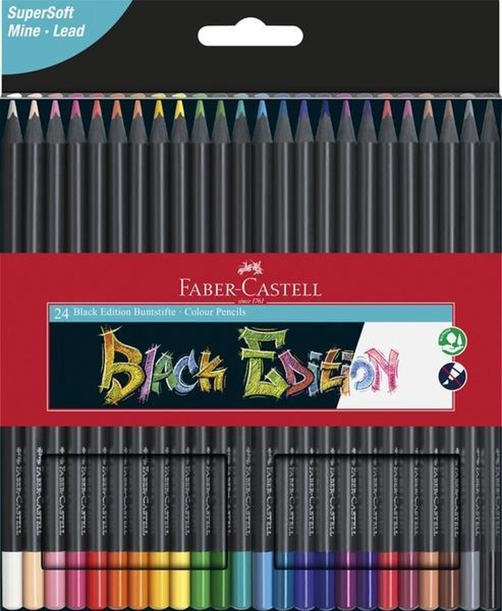 Faber-Castell Kleurpotloden Black Edition in kartonnen etui ? 24 stuks