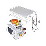 Bakaji magnetronrek met plank boven voor keukenaccessoires, met houder van metaal en ABS-kunststof, wit
