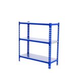 Simon Rack Metalen stelling 1000x1000x400 mm - Simonclick | 3 niveaus, Metalen legbord, 180 kg buigbelasting, Corrosiewerende coating, Montage met kliksysteem, Blauw/Gegalvaniseerd